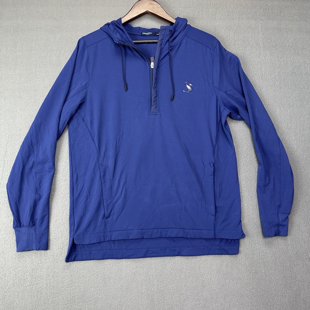 B. Draddy Sport Blue 1/4 Zip Men's Performance Golf Hoodie Size Medium